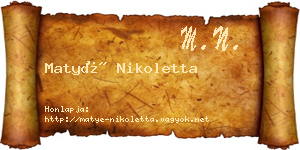 Matyé Nikoletta névjegykártya